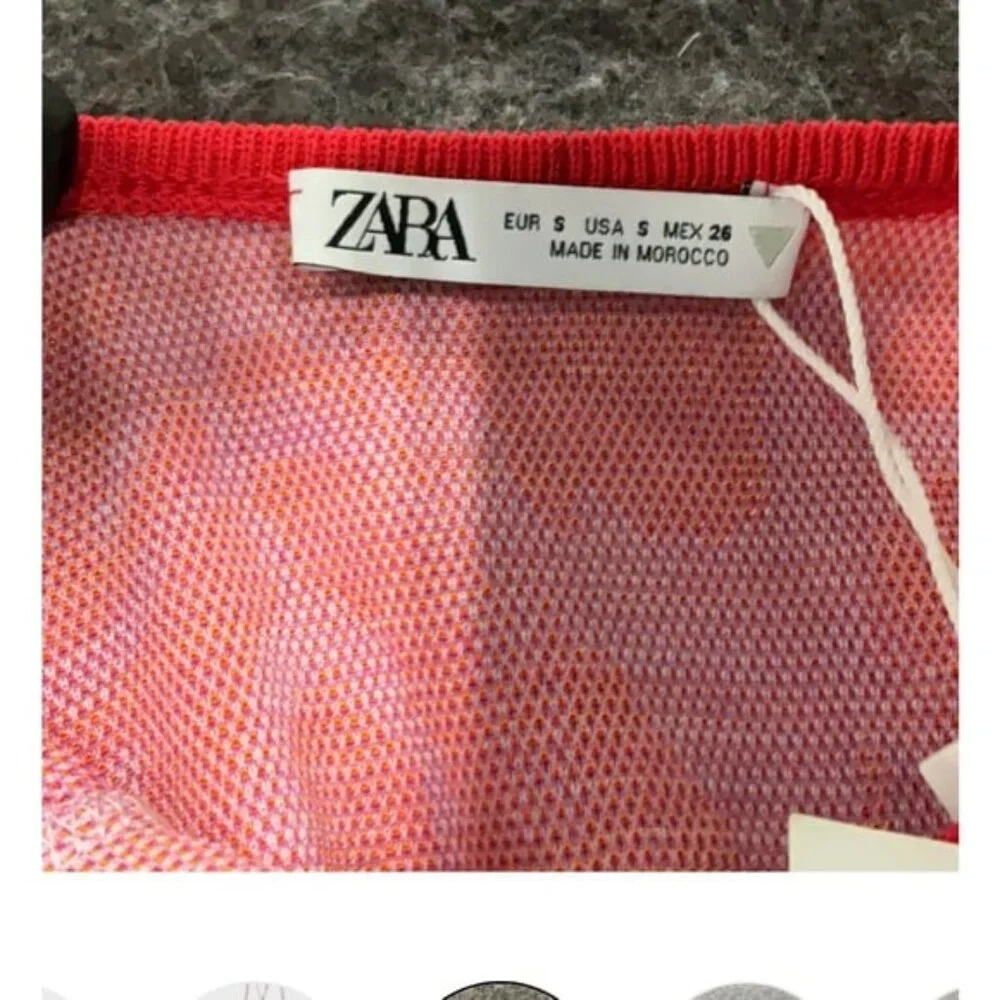 NWT Zara pink orange red retro swirl printed jacquard keyhole halter bodysuit Sm - Picture 5 of 6